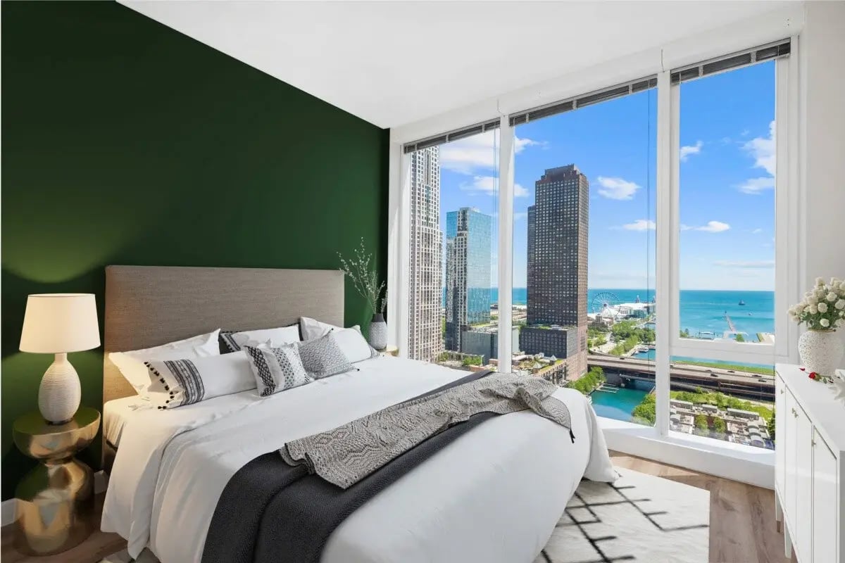 furnished bedroom in corporate apartment