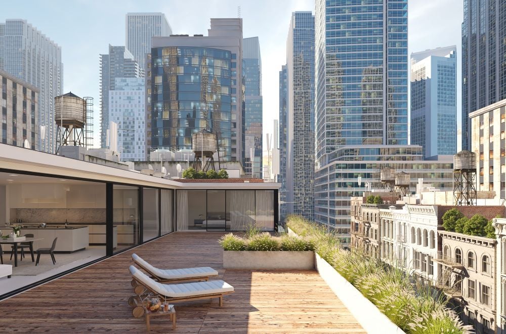 Outdoor deck overlooking  downtown