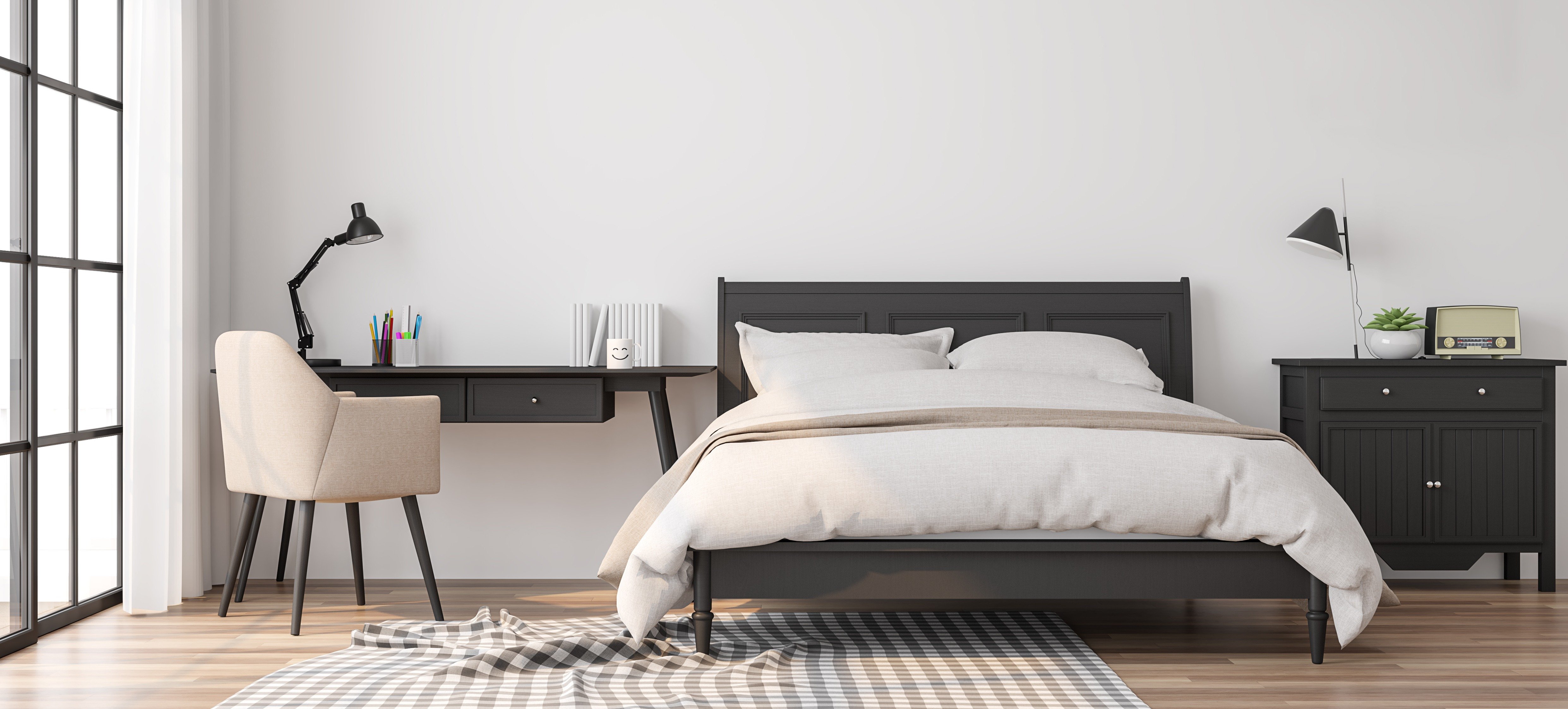 furnished bedroom in corporate apartment